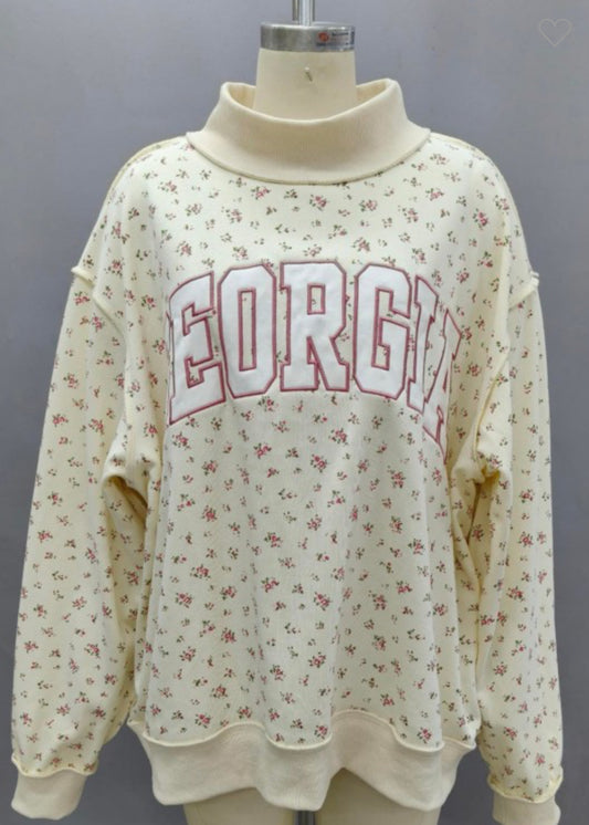 Mock Neck Ga Floral